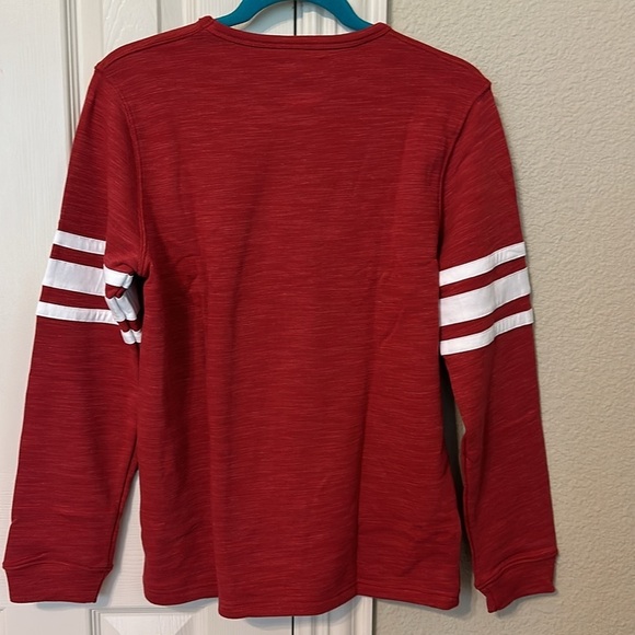 Gameday Retro sweatshirt in red with varsity stripes 100% cotton. Size small - Picture 2 of 5